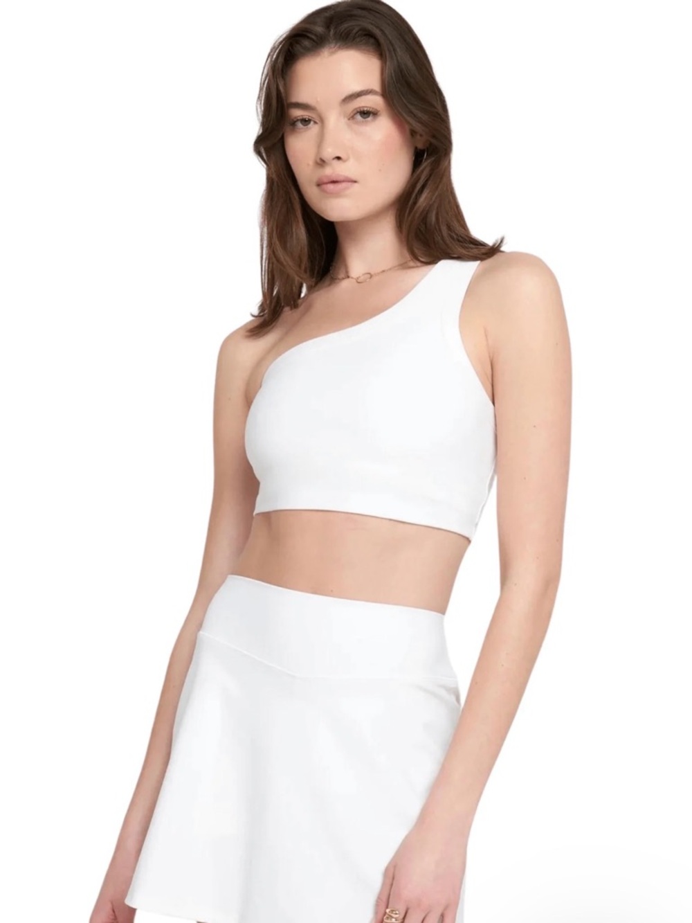 Spiritual Gangster Cruz One Shoulder Tank (Style #SP43618002) "Bright White"